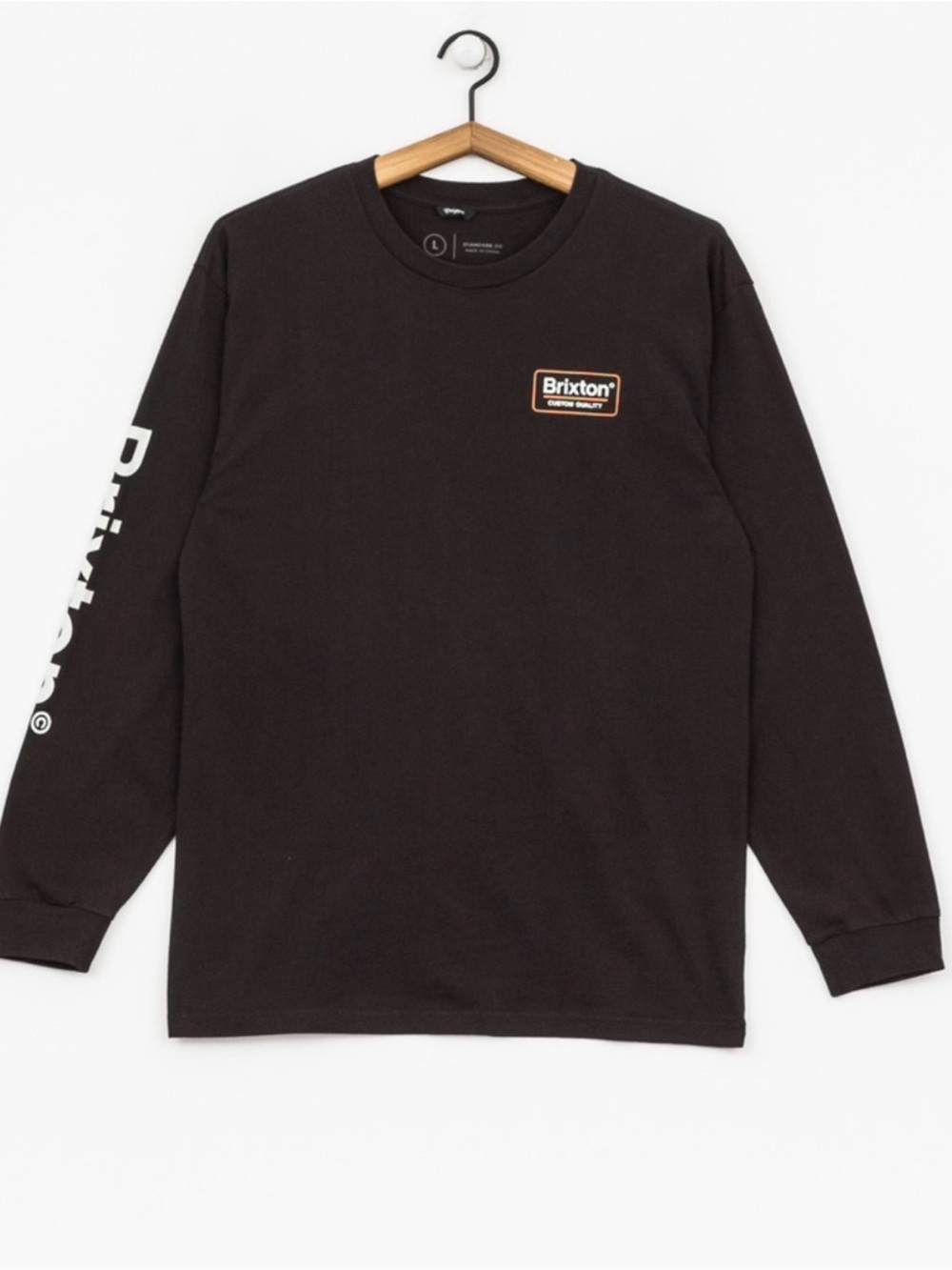 Brixton Black Long-Sleeve Logo Tee with White Sleeve Print